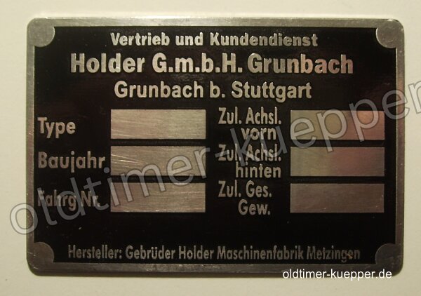 Holder Typenschild