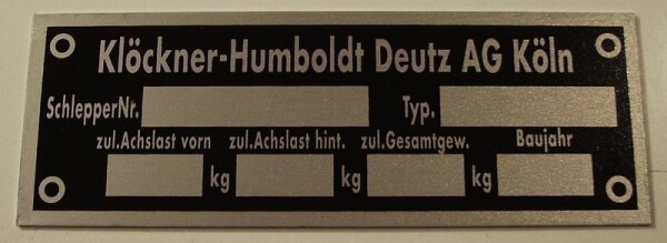Typenschild Deutz
