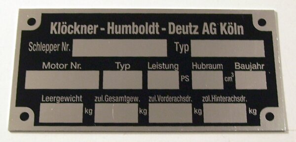 Typenschild Deutz