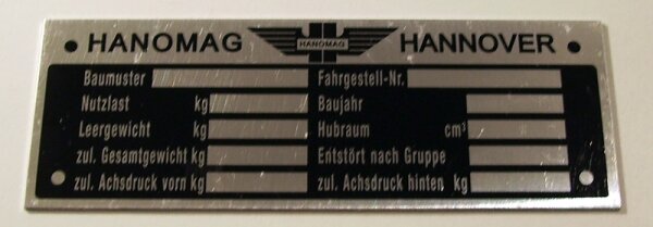 Typenschild Hanomag