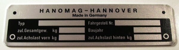 Typenschild Hanomag