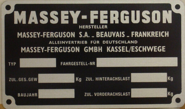 Typenschild Massey-Ferguson