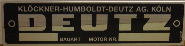 Typenschild Deutz 118636