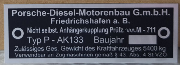 Typenschild Anhängerkupplung 118651-1