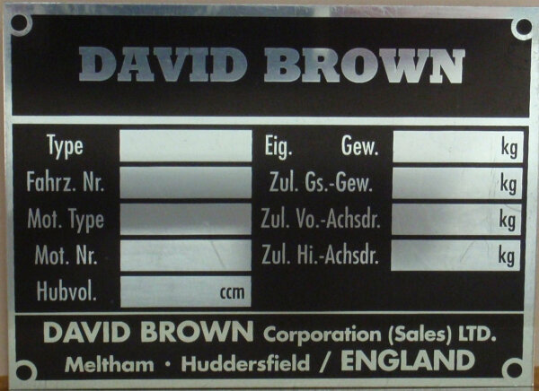 Typenschild David Brown