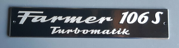 Motorhaubenschild "Farmer 106 S"