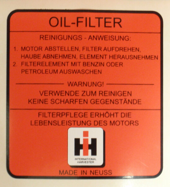Aufkleber "Ölfilter"