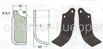 Fräsmesser für Agria, rechte Ausführung