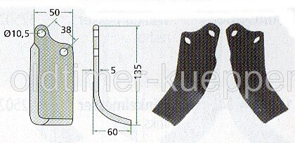 Fräsmesser für Agria, rechte Ausführung