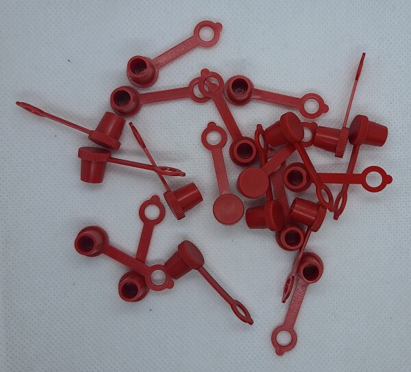 Schmiernippelkappen mit Halter rot