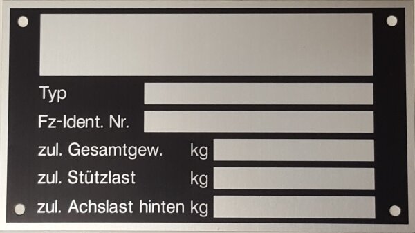 Typenschild Neutral 125x70mm