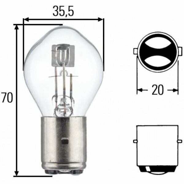 Bilux-Birne 12V 35/35W BA20d